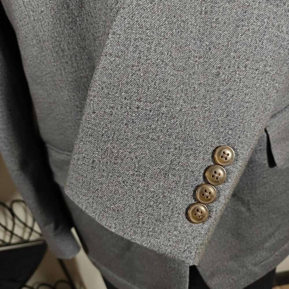 Haggar Men's In Motion Knitted Blazer Slim Fit Gray Poly Blend Size 46L‎